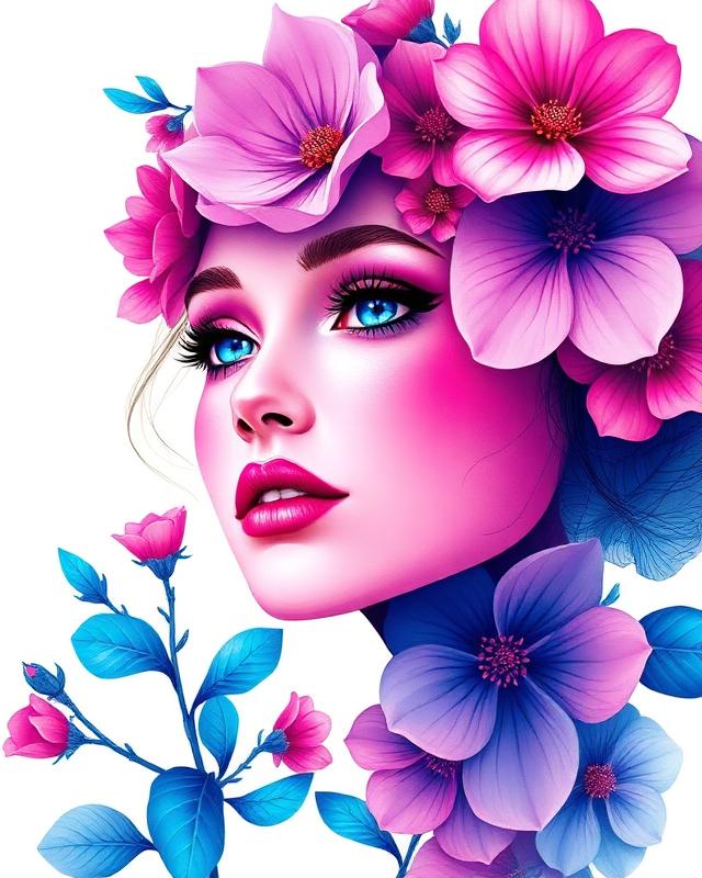 Quadro de retrato floral