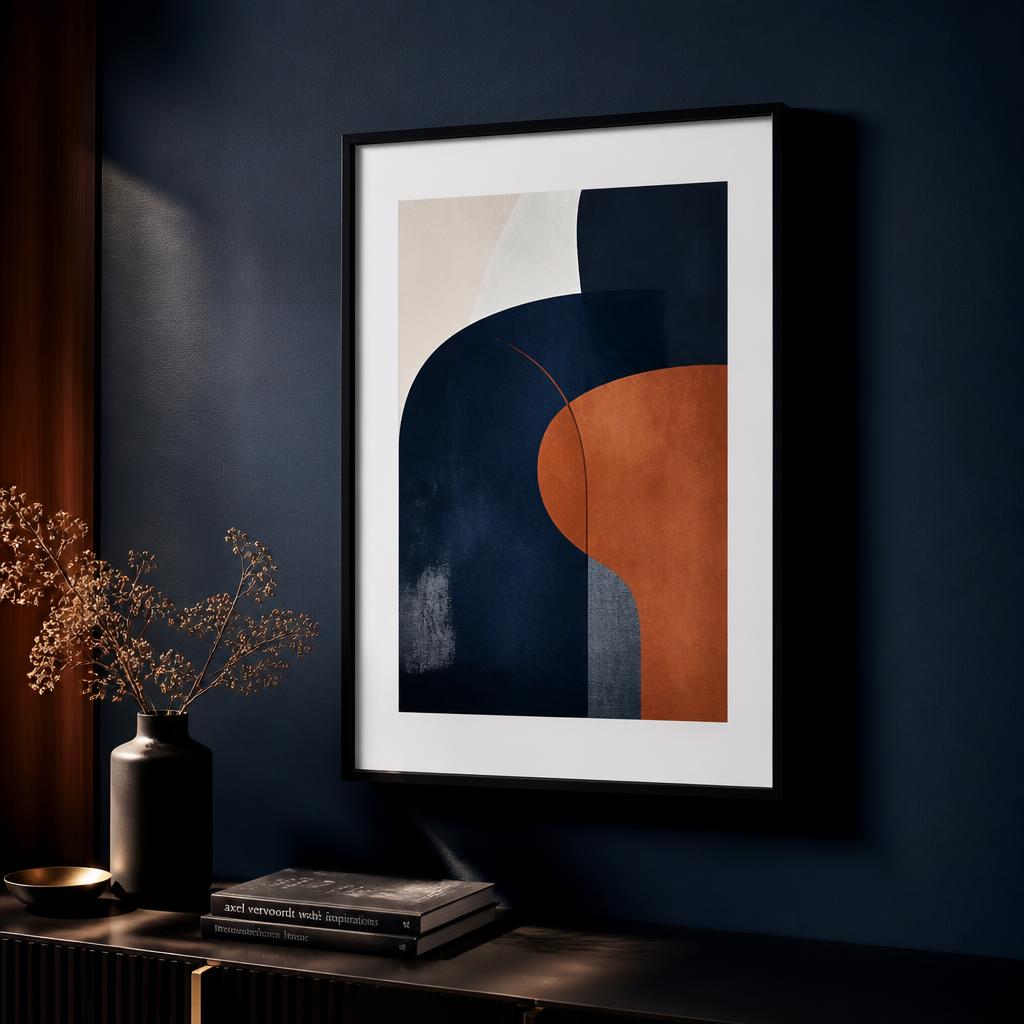 Quadro emoldurado em parede escura