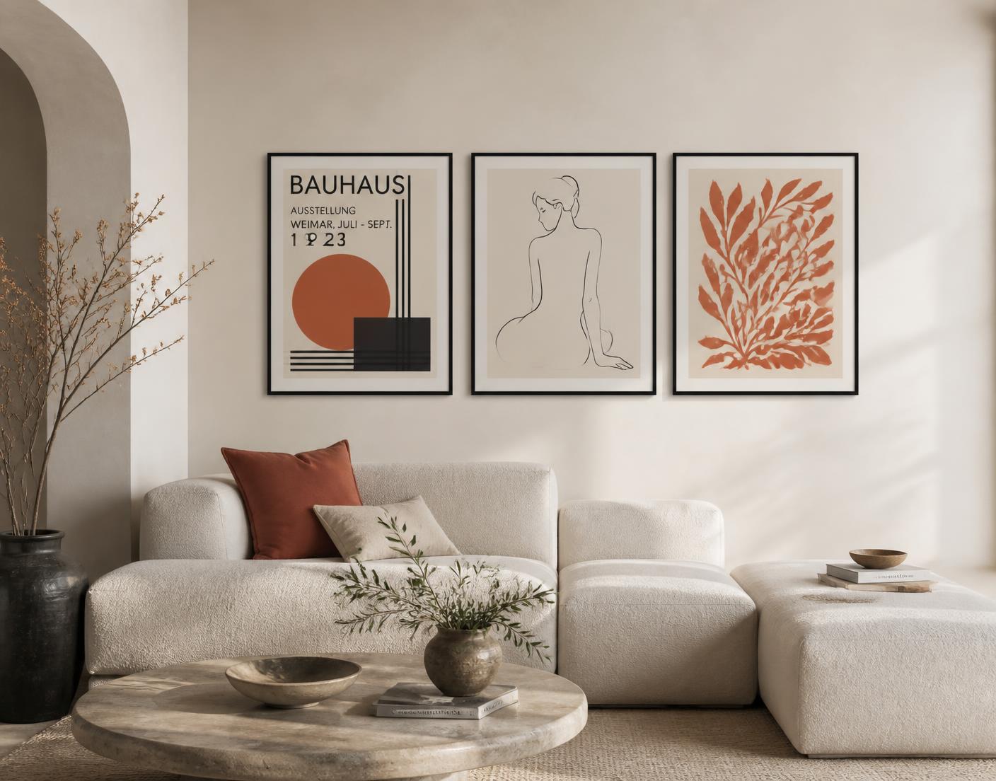Parede de galeria em sala moderna